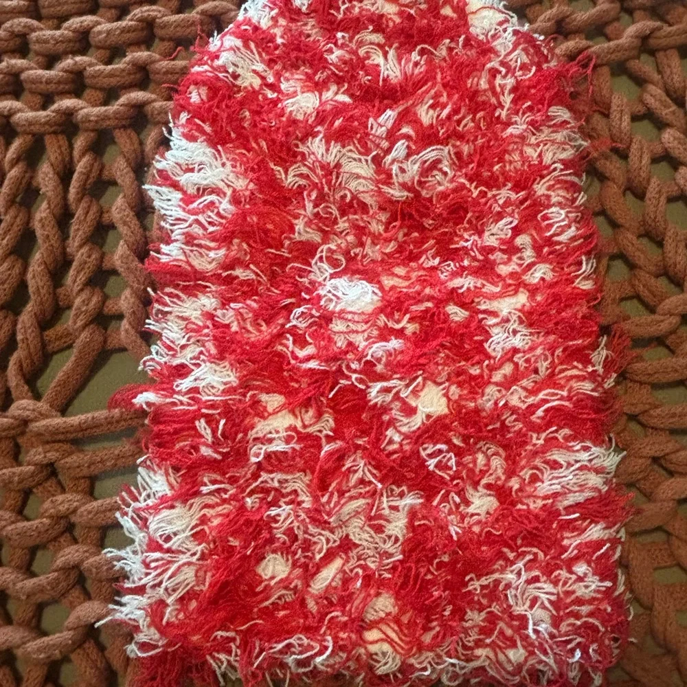Ethika Red and White Fuzzy Face Mask